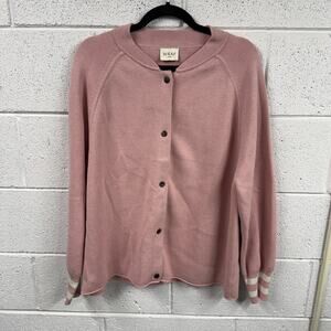 Wrap London Women US 14 UK 18 100% Organic Cotton Knitted Jacket Snap Front Boxy